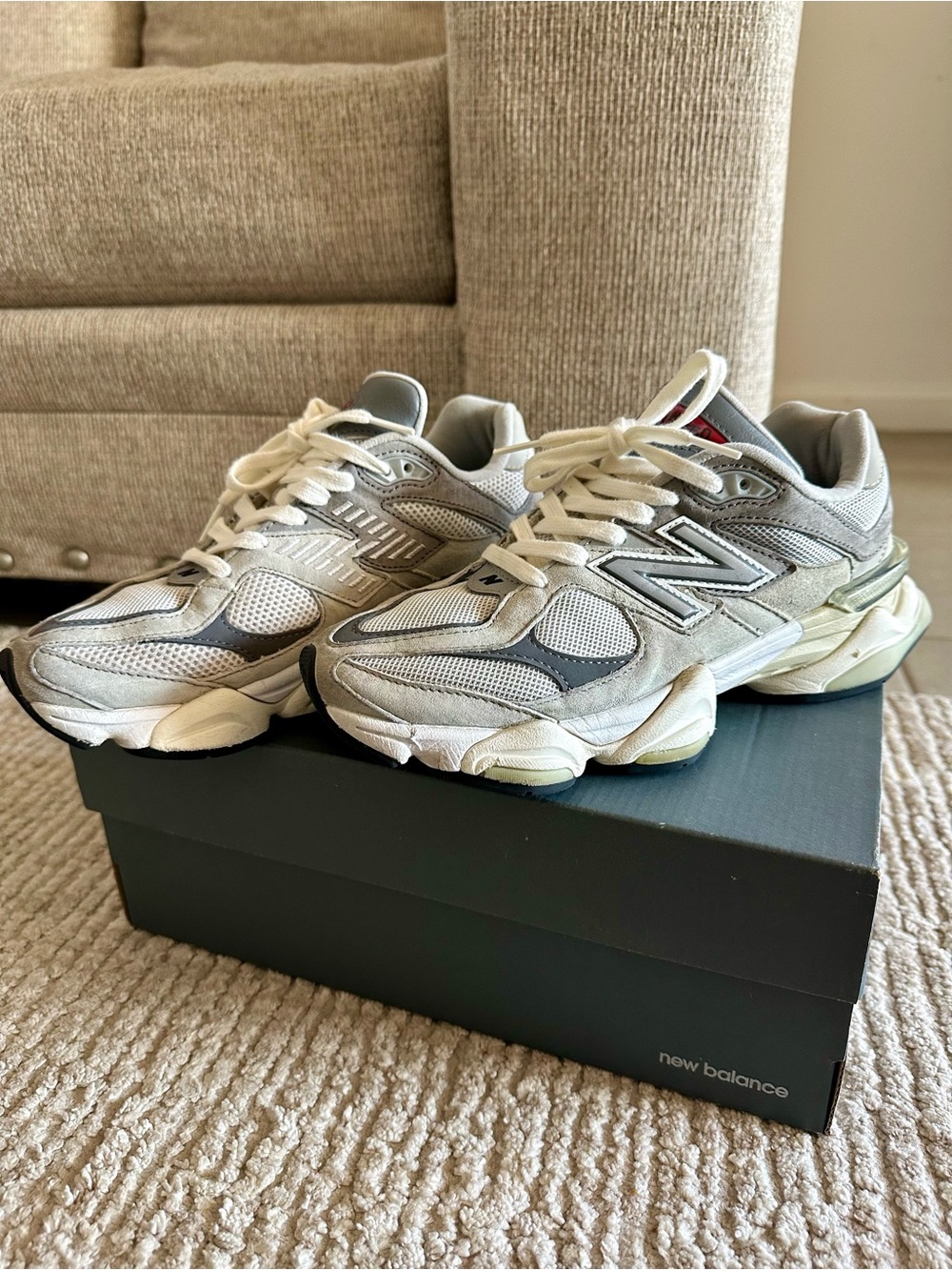 New Balance Women’s Grey and Off-White 9060 Sneakers